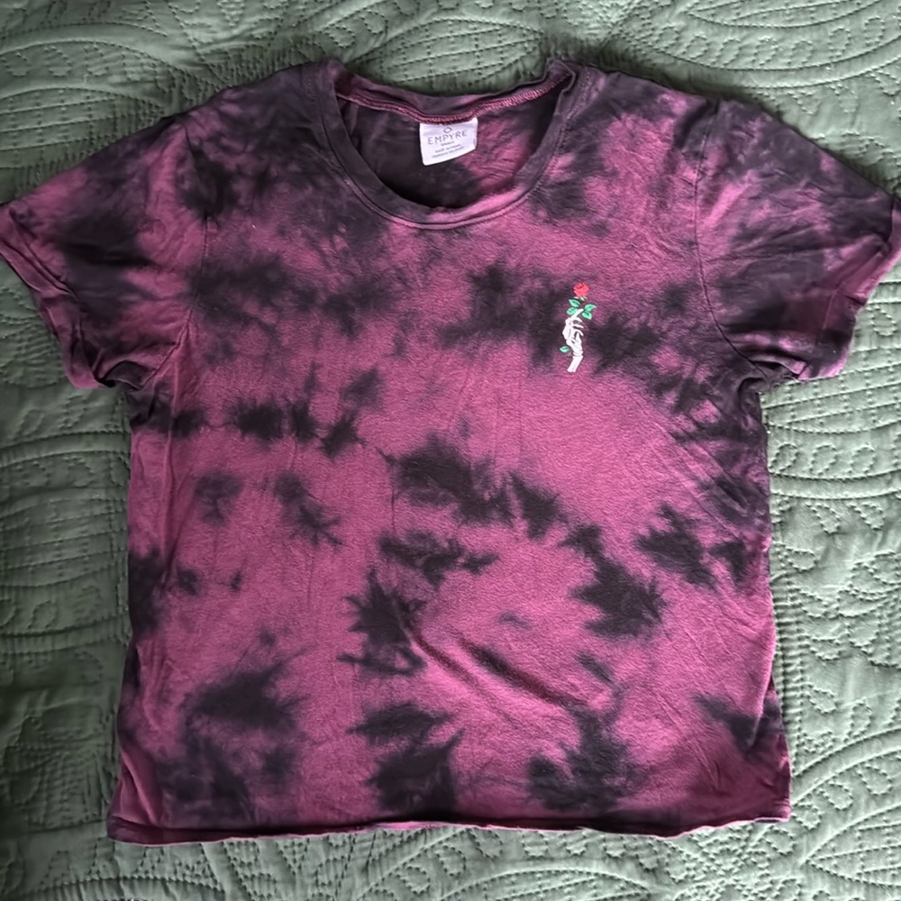 Empyer Tie Dye Skeleton Holding Rose Tee Shirt
